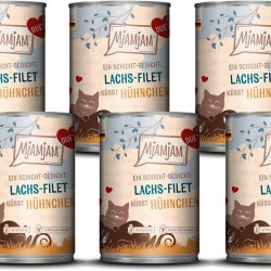 MjAMjAM - Premium Wet Food for Cats - Duet - Salmon Fillet Kisses Chicken, Pack of 6 (6 x 390 g), Grain-Free MjAMjAM - Premium Wet Food for Cats - Duet - Salmon Fillet Kisses Chicken, Pack of 6 (6 x 390 g), Grain-Free