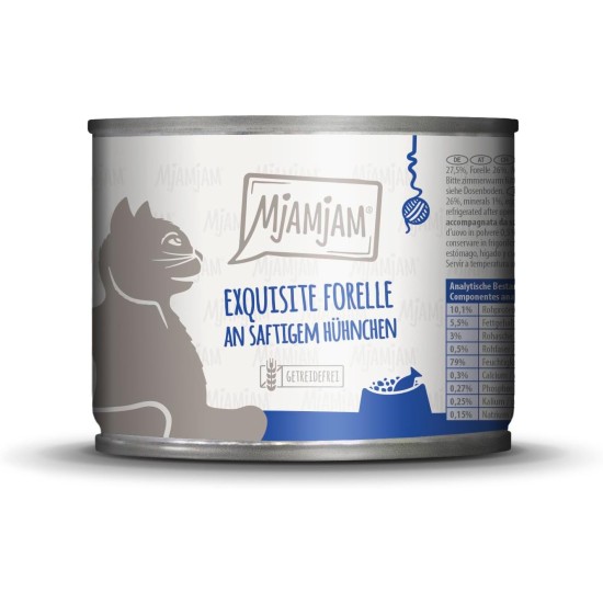 MjAMjAM - Premium Wet Food for Cats - Exquisite Trout on Juicy Chicken, Pack of 6 (6 x 200 g), Grain-Free MjAMjAM - Premium Wet Food for Cats - Exquisite Trout on Juicy Chicken, Pack of 6 (6 x 200 g), Grain-Free