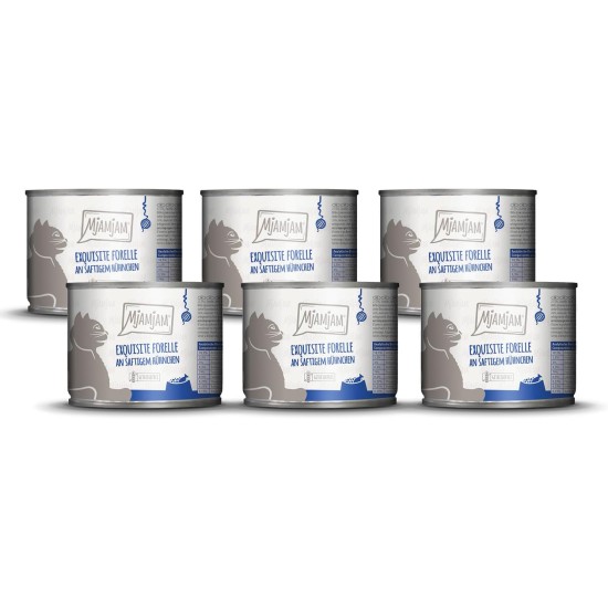 MjAMjAM - Premium Wet Food for Cats - Exquisite Trout on Juicy Chicken, Pack of 6 (6 x 200 g), Grain-Free MjAMjAM - Premium Wet Food for Cats - Exquisite Trout on Juicy Chicken, Pack of 6 (6 x 200 g), Grain-Free