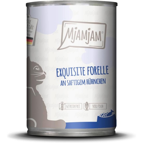 MjAMjAM - Premium Wet Food for Cats - Exquisite Trout on Juicy Chicken, Pack of 6 (6 x 400 g), Grain-Free MjAMjAM - Premium Wet Food for Cats - Exquisite Trout on Juicy Chicken, Pack of 6 (6 x 400 g), Grain-Free