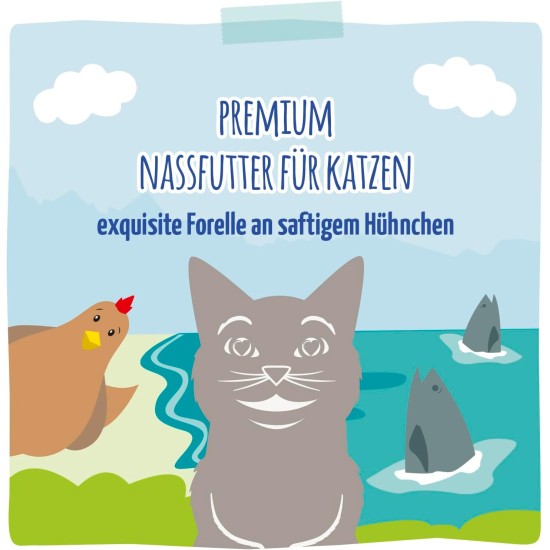 MjAMjAM - Premium Wet Food for Cats - Exquisite Trout on Juicy Chicken, Pack of 6 (6 x 800 g), Grain-Free MjAMjAM - Premium Wet Food for Cats - Exquisite Trout on Juicy Chicken, Pack of 6 (6 x 800 g), Grain-Free