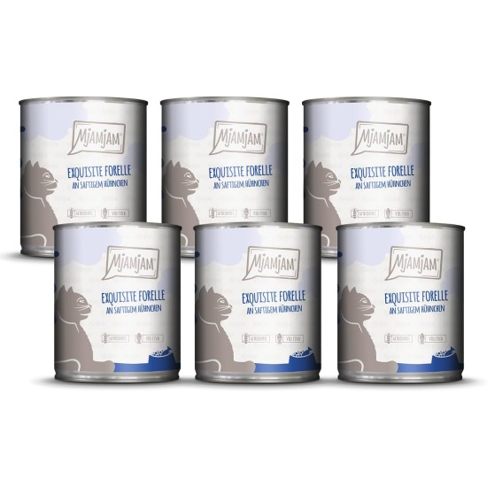 MjAMjAM - Premium Wet Food for Cats - Exquisite Trout on Juicy Chicken, Pack of 6 (6 x 800 g), Grain-Free MjAMjAM - Premium Wet Food for Cats - Exquisite Trout on Juicy Chicken, Pack of 6 (6 x 800 g), Grain-Free