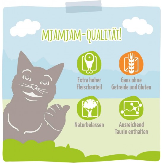 MjAMjAM - Premium Wet Food for Cats - Mix Pack II - Chicken & Pumpkin, Turkey, Duck & Poultry, Pack of 6 (6 x 800 g), Grain-Free with Extra Meat MjAMjAM - Premium Wet Food for Cats - Mix Pack II - Chicken & Pumpkin, Turkey, Duck & Poultry, Pack of 6 (6 x 800 g), Grain-Free with Extra Meat