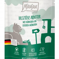 MjAMjAM - Premium Wet Food for Cats - Quetschie - Delicious Reindeer with Chicken on Delicious Carrots, Pack of 1 (1 x 300 g), Grain-Free with Extra Meat MjAMjAM - Premium Wet Food for Cats - Quetschie - Delicious Reindeer with Chicken on Delicious Carrots, Pack of 1 (1 x 300 g), Grain-Free with Extra Meat