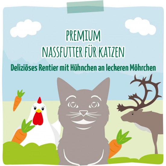 MjAMjAM - Premium Wet Food for Cats - Quetschie - Delicious Reindeer with Chicken on Delicious Carrots, Pack of 1 (1 x 300 g), Grain-Free with Extra Meat MjAMjAM - Premium Wet Food for Cats - Quetschie - Delicious Reindeer with Chicken on Delicious Carrots, Pack of 1 (1 x 300 g), Grain-Free with Extra Meat
