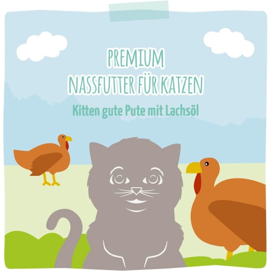 MjAMjAM - Premium Wet Food for Cats - Quetschie - Kitten Good Turkey with Salmon Oil, Pack of 6 (6 x 300 g), Grain-Free MjAMjAM - Premium Wet Food for Cats - Quetschie - Kitten Good Turkey with Salmon Oil, Pack of 6 (6 x 300 g), Grain-Free
