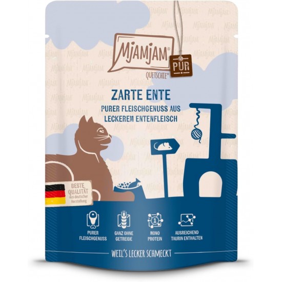 MjAMjAM - Premium Wet Food for Cats - Quetschie - Pure Meat Enjoyment - Pure Delicate Duck 1 Pack (1 x 300 g), Grain-Free with Extra Meat MjAMjAM - Premium Wet Food for Cats - Quetschie - Pure Meat Enjoyment - Pure Delicate Duck 1 Pack (1 x 300 g), Grain-Free with Extra Meat