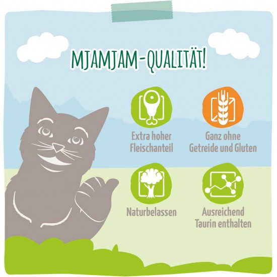 MjAMjAM - Premium Wet Food for Cats - Quetschie - Pure Meat Enjoyment - Pure Delicate Duck 6 Pack (6 x 300 g), Grain-Free with Extra Meat MjAMjAM - Premium Wet Food for Cats - Quetschie - Pure Meat Enjoyment - Pure Delicate Duck 6 Pack (6 x 300 g), Grain-Free with Extra Meat
