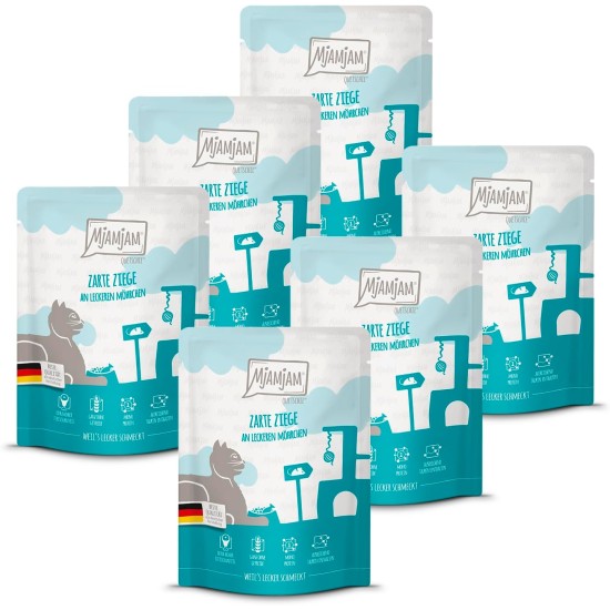MjAMjAM - Premium Wet Food for Cats - Quetschie - Tender Goat on Delicious Carrots, Pack of 1 (1 x 300 g), Grain-Free with Extra Meat MjAMjAM - Premium Wet Food for Cats - Quetschie - Tender Goat on Delicious Carrots, Pack of 1 (1 x 300 g), Grain-Free with Extra Meat