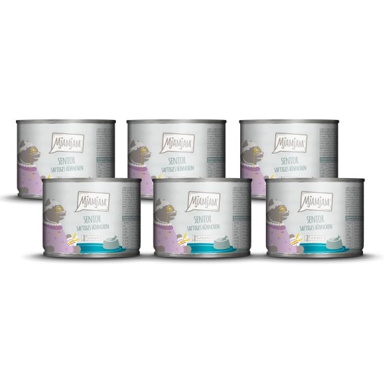 MjAMjAM - Premium Wet Food for Cats - Senior - Juicy Chicken, Pack of 6 (6 x 200 g), Grain-Free MjAMjAM - Premium Wet Food for Cats - Senior - Juicy Chicken, Pack of 6 (6 x 200 g), Grain-Free