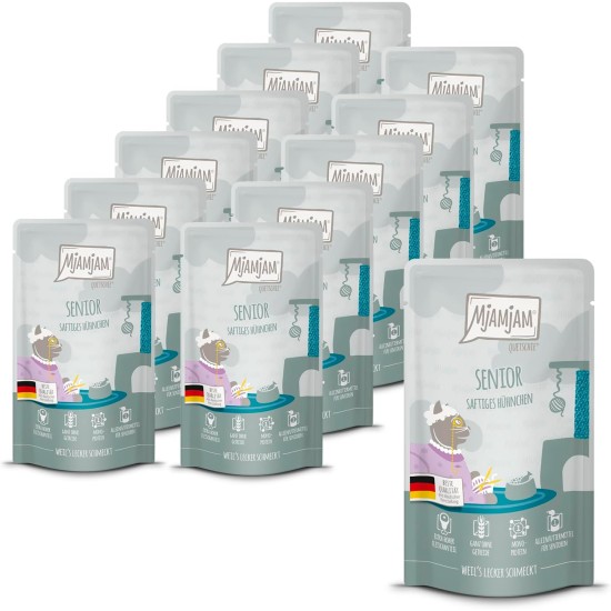 MjAMjAM - Premium Wet Food for Cats - Senior - Juicy Chicken, Pack of 6 (6 x 200 g), Grain-Free MjAMjAM - Premium Wet Food for Cats - Senior - Juicy Chicken, Pack of 6 (6 x 200 g), Grain-Free