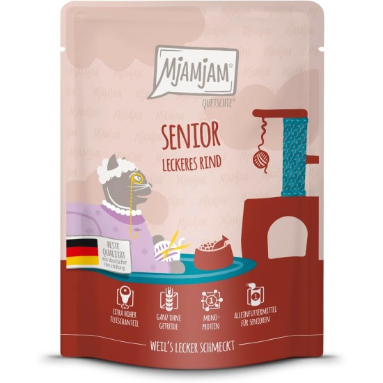 MjAMjAM - Premium Wet Food for Cats - Senior - Juicy Chicken, Pack of 6 (6 x 200 g), Grain-Free MjAMjAM - Premium Wet Food for Cats - Senior - Juicy Chicken, Pack of 6 (6 x 200 g), Grain-Free