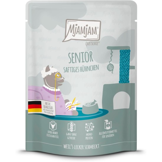 MjAMjAM - Premium Wet Food for Cats - Senior - Juicy Chicken, Pack of 6 (6 x 200 g), Grain-Free MjAMjAM - Premium Wet Food for Cats - Senior - Juicy Chicken, Pack of 6 (6 x 200 g), Grain-Free