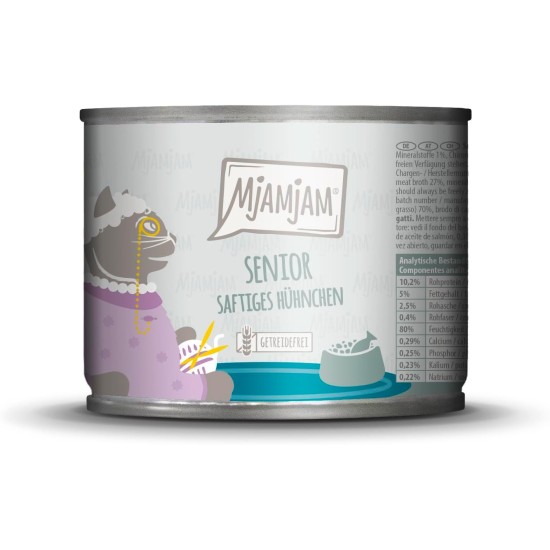 MjAMjAM - Premium Wet Food for Cats - Senior - Juicy Chicken, Pack of 6 (6 x 200 g), Grain-Free MjAMjAM - Premium Wet Food for Cats - Senior - Juicy Chicken, Pack of 6 (6 x 200 g), Grain-Free
