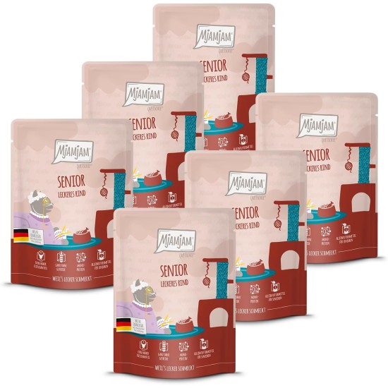 MjAMjAM - Premium Wet Food for Cats - Senior - Juicy Chicken, Pack of 6 (6 x 200 g), Grain-Free MjAMjAM - Premium Wet Food for Cats - Senior - Juicy Chicken, Pack of 6 (6 x 200 g), Grain-Free