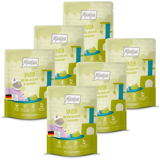 MjAMjAM - Premium Wet Food for Cats - Senior - Juicy Chicken, Pack of 6 (6 x 200 g), Grain-Free MjAMjAM - Premium Wet Food for Cats - Senior - Juicy Chicken, Pack of 6 (6 x 200 g), Grain-Free
