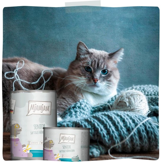 MjAMjAM - Premium Wet Food for Cats - Senior - Juicy Chicken, Pack of 6 (6 x 400 g), Grain-Free MjAMjAM - Premium Wet Food for Cats - Senior - Juicy Chicken, Pack of 6 (6 x 400 g), Grain-Free