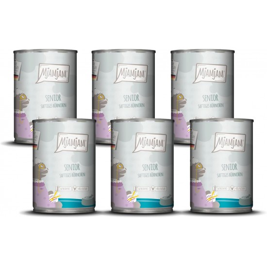 MjAMjAM - Premium Wet Food for Cats - Senior - Juicy Chicken, Pack of 6 (6 x 400 g), Grain-Free MjAMjAM - Premium Wet Food for Cats - Senior - Juicy Chicken, Pack of 6 (6 x 400 g), Grain-Free