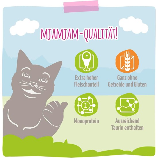 MjAMjAM - Premium Wet Food for Cats - Squeeze - Juicy Pig on Delicious Carrots, Pack of 6 (6 x 300 g), Grain-Free with Extra Meat MjAMjAM - Premium Wet Food for Cats - Squeeze - Juicy Pig on Delicious Carrots, Pack of 6 (6 x 300 g), Grain-Free with Extra Meat