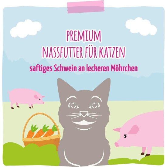 MjAMjAM - Premium Wet Food for Cats - Squeeze - Juicy Pig on Delicious Carrots, Pack of 6 (6 x 300 g), Grain-Free with Extra Meat MjAMjAM - Premium Wet Food for Cats - Squeeze - Juicy Pig on Delicious Carrots, Pack of 6 (6 x 300 g), Grain-Free with Extra Meat