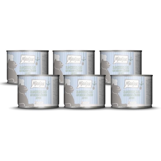 MjAMjAM - Premium Wet Food for Cats - Trial Pack I on Sauce, Pack of 6 (6 x 185 g), Grain-Free with Extra Meat MjAMjAM - Premium Wet Food for Cats - Trial Pack I on Sauce, Pack of 6 (6 x 185 g), Grain-Free with Extra Meat