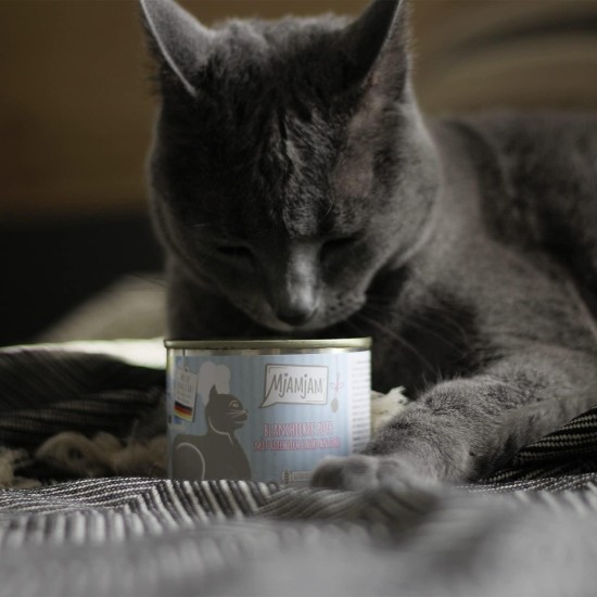 MjAMjAM - Premium Wet Food for Cats - Trial Pack I on Sauce, Pack of 6 (6 x 185 g), Grain-Free with Extra Meat MjAMjAM - Premium Wet Food for Cats - Trial Pack I on Sauce, Pack of 6 (6 x 185 g), Grain-Free with Extra Meat