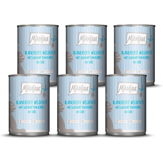 MjAMjAM - Premium Wet Food for Cats - Trial Pack I on Sauce, Pack of 6 (6 x 185 g), Grain-Free with Extra Meat MjAMjAM - Premium Wet Food for Cats - Trial Pack I on Sauce, Pack of 6 (6 x 185 g), Grain-Free with Extra Meat