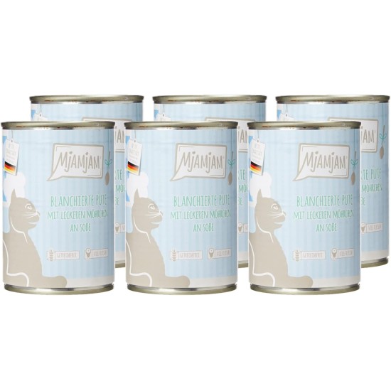 MjAMjAM - Premium Wet Food for Cats - Trial Pack I on Sauce, Pack of 6 (6 x 185 g), Grain-Free with Extra Meat MjAMjAM - Premium Wet Food for Cats - Trial Pack I on Sauce, Pack of 6 (6 x 185 g), Grain-Free with Extra Meat