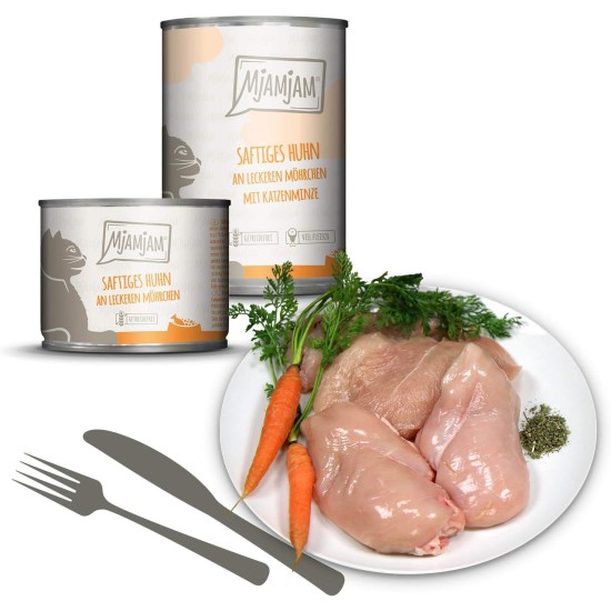 MjAMjAM - Premium wet food for cats - Monopackage 1 - with chicken and turkey, 6-pack (6 x 200 g), grain-free with lots of meat MjAMjAM - Premium wet food for cats - Monopackage 1 - with chicken and turkey, 6-pack (6 x 200 g), grain-free with lots of meat