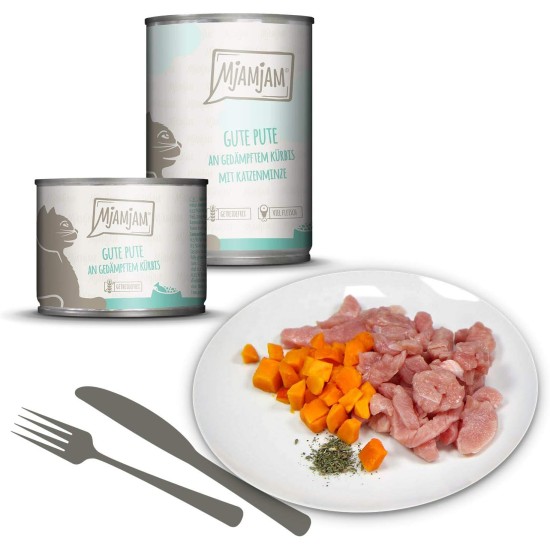 MjAMjAM - Premium wet food for cats - Monopackage 1 - with chicken and turkey, 6-pack (6 x 200 g), grain-free with lots of meat MjAMjAM - Premium wet food for cats - Monopackage 1 - with chicken and turkey, 6-pack (6 x 200 g), grain-free with lots of meat