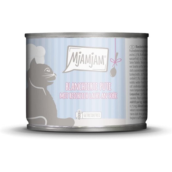 MjAMjAM Blanched turkey with plenty of salmon on sauce 185g MjAMjAM Blanched turkey with plenty of salmon on sauce 185g