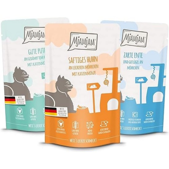 MjAMjAM MjAMjAM - Mix Pack IV 4 x Chicken, 4 x Duck & Poultry, 4 x Turkey 12 x 125 g, 1 Pack (1 x 1.5 kg) MjAMjAM MjAMjAM - Mix Pack IV 4 x Chicken, 4 x Duck & Poultry, 4 x Turkey 12 x 125 g, 1 Pack (1 x 1.5 kg)