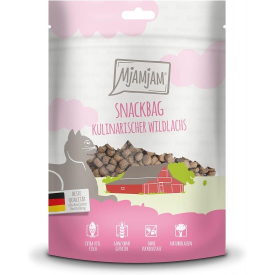 MjAMjAM Premium Cat Snack, Snack Bag, Culinary Wild Salmon, Pack of 1 (1 x 125 g), Natural, No Synthetic Preservatives MjAMjAM Premium Cat Snack, Snack Bag, Culinary Wild Salmon, Pack of 1 (1 x 125 g), Natural, No Synthetic Preservatives