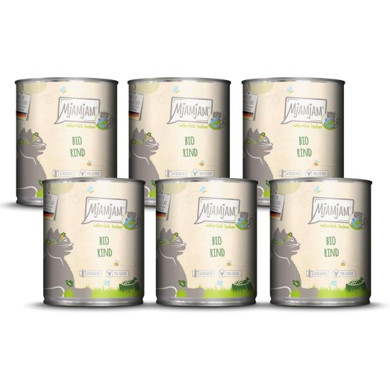 MjAMjAM Premium Wet Food for Cats - Naturally Delicious - Organic Beef, Pack of 6 (6 x 200 g), Grain-Free with Extra Meat MjAMjAM Premium Wet Food for Cats - Naturally Delicious - Organic Beef, Pack of 6 (6 x 200 g), Grain-Free with Extra Meat