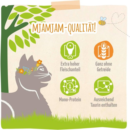 MjAMjAM Premium Wet Food for Cats - Naturally Delicious - Organic Beef, Pack of 6 (6 x 200 g), Grain-Free with Extra Meat MjAMjAM Premium Wet Food for Cats - Naturally Delicious - Organic Beef, Pack of 6 (6 x 200 g), Grain-Free with Extra Meat