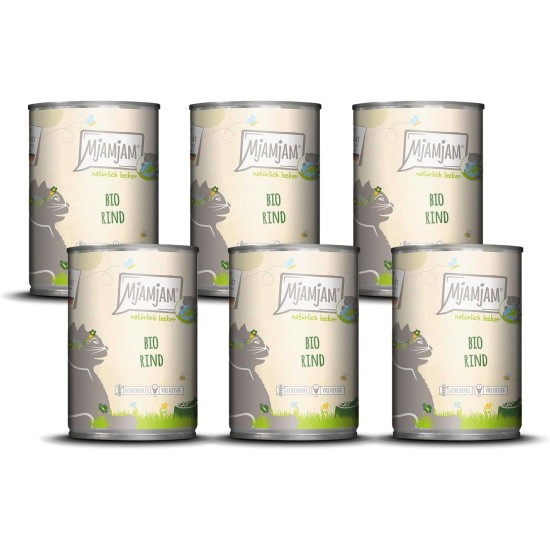 MjAMjAM Premium Wet Food for Cats - Naturally Delicious - Organic Beef, Pack of 6 (6 x 200 g), Grain-Free with Extra Meat MjAMjAM Premium Wet Food for Cats - Naturally Delicious - Organic Beef, Pack of 6 (6 x 200 g), Grain-Free with Extra Meat