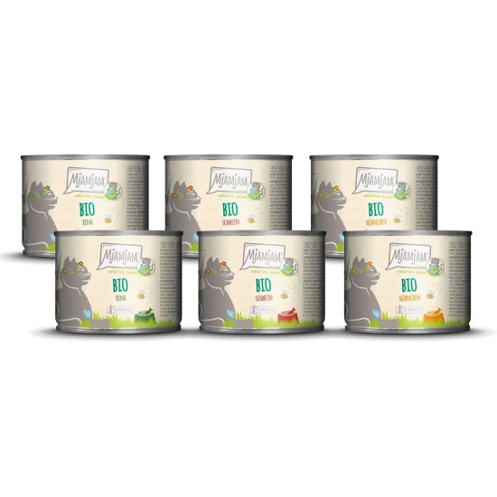 MjAMjAM Premium Wet Food for Cats - Naturally Delicious - Organic Beef, Pack of 6 (6 x 200 g), Grain-Free with Extra Meat MjAMjAM Premium Wet Food for Cats - Naturally Delicious - Organic Beef, Pack of 6 (6 x 200 g), Grain-Free with Extra Meat