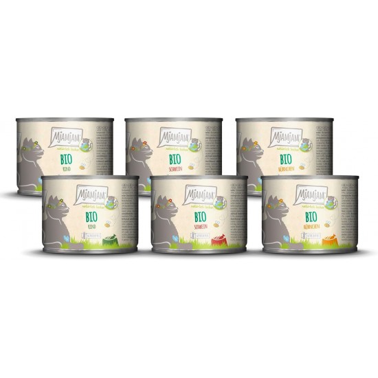 MjAMjAM Premium Wet Food for Cats - Naturally Delicious - Organic Chicken, Pack of 6 (6 x 200 g), Grain-Free with Extra Meat MjAMjAM Premium Wet Food for Cats - Naturally Delicious - Organic Chicken, Pack of 6 (6 x 200 g), Grain-Free with Extra Meat