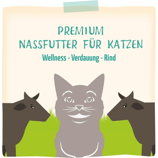 MjAMjAM Premium Wet Food for Cats - Wellness Feel-Good Pack Beef, Pack of 12 (12 x 125 g), Grain-Free with Extra Meat MjAMjAM Premium Wet Food for Cats - Wellness Feel-Good Pack Beef, Pack of 12 (12 x 125 g), Grain-Free with Extra Meat
