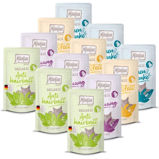 MjAMjAM Premium Wet Food for Cats - Wellness Feel-Good Pack Chicken, Pack of 12 (12 x 125 g), Grain-Free with Extra Meat MjAMjAM Premium Wet Food for Cats - Wellness Feel-Good Pack Chicken, Pack of 12 (12 x 125 g), Grain-Free with Extra Meat
