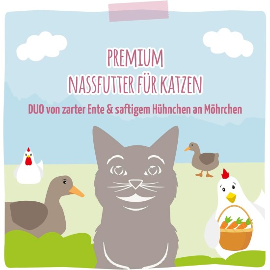 MjAMjAM Premium Wet Food for Cats, Duo, Tender Duck and Good Turkey with Steamed Pumpkin, Pack of 6 (6 x 400 g), Grain-Free with Extra Meat MjAMjAM Premium Wet Food for Cats, Duo, Tender Duck and Good Turkey with Steamed Pumpkin, Pack of 6 (6 x 400 g), Grain-Free with Extra Meat