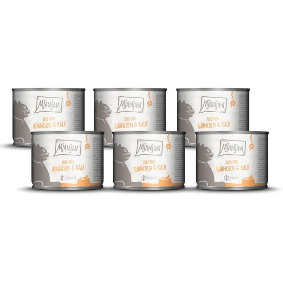 MjAMjAM Premium Wet Food for Cats, Duo, Tender Duck and Good Turkey with Steamed Pumpkin, Pack of 6 (6 x 400 g), Grain-Free with Extra Meat MjAMjAM Premium Wet Food for Cats, Duo, Tender Duck and Good Turkey with Steamed Pumpkin, Pack of 6 (6 x 400 g), Grain-Free with Extra Meat