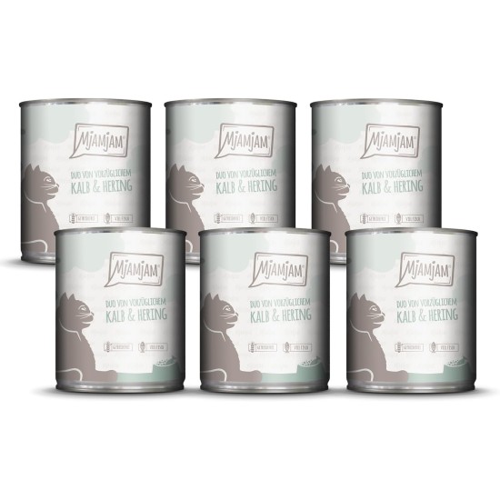 MjAMjAM Premium Wet Food for Cats, Duo, Tender Duck and Good Turkey with Steamed Pumpkin, Pack of 6 (6 x 400 g), Grain-Free with Extra Meat MjAMjAM Premium Wet Food for Cats, Duo, Tender Duck and Good Turkey with Steamed Pumpkin, Pack of 6 (6 x 400 g), Grain-Free with Extra Meat