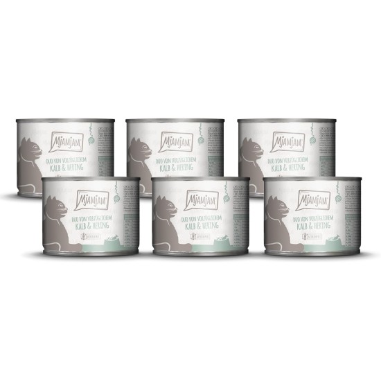 MjAMjAM Premium Wet Food for Cats, Duo, Tender Duck and Good Turkey with Steamed Pumpkin, Pack of 6 (6 x 400 g), Grain-Free with Extra Meat MjAMjAM Premium Wet Food for Cats, Duo, Tender Duck and Good Turkey with Steamed Pumpkin, Pack of 6 (6 x 400 g), Grain-Free with Extra Meat