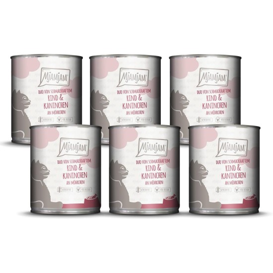 MjAMjAM Premium Wet Food for Cats, Duo, Tender Duck and Good Turkey with Steamed Pumpkin, Pack of 6 (6 x 400 g), Grain-Free with Extra Meat MjAMjAM Premium Wet Food for Cats, Duo, Tender Duck and Good Turkey with Steamed Pumpkin, Pack of 6 (6 x 400 g), Grain-Free with Extra Meat