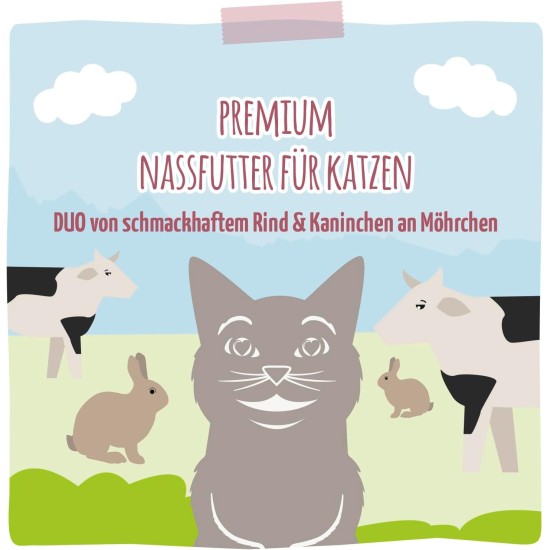 MjAMjAM Premium Wet Food for Cats, Duo, Tender Duck and Good Turkey with Steamed Pumpkin, Pack of 6 (6 x 400 g), Grain-Free with Extra Meat MjAMjAM Premium Wet Food for Cats, Duo, Tender Duck and Good Turkey with Steamed Pumpkin, Pack of 6 (6 x 400 g), Grain-Free with Extra Meat