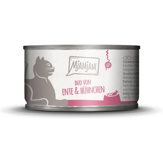 MjAMjAM Premium Wet Food for Cats, Duo, Tender Duck and Good Turkey with Steamed Pumpkin, Pack of 6 (6 x 400 g), Grain-Free with Extra Meat MjAMjAM Premium Wet Food for Cats, Duo, Tender Duck and Good Turkey with Steamed Pumpkin, Pack of 6 (6 x 400 g), Grain-Free with Extra Meat