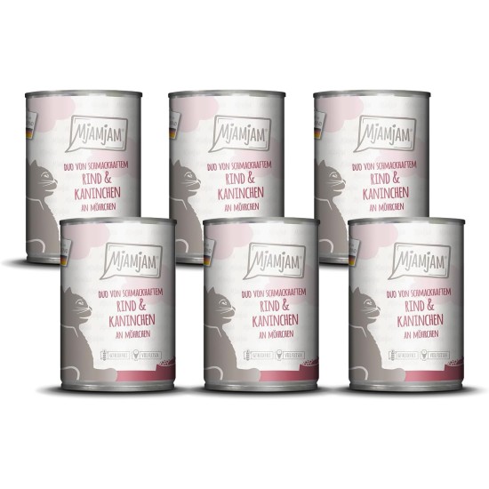 MjAMjAM Premium Wet Food for Cats, Duo, Tender Duck and Good Turkey with Steamed Pumpkin, Pack of 6 (6 x 400 g), Grain-Free with Extra Meat MjAMjAM Premium Wet Food for Cats, Duo, Tender Duck and Good Turkey with Steamed Pumpkin, Pack of 6 (6 x 400 g), Grain-Free with Extra Meat
