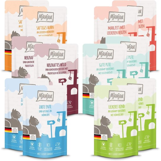 MjAMjAM Premium Wet Food for Cats, Good Turkey with Steamed Pumpkin, Pack of 6 (6 x 400 g), Grain-Free with Extra Meat MjAMjAM Premium Wet Food for Cats, Good Turkey with Steamed Pumpkin, Pack of 6 (6 x 400 g), Grain-Free with Extra Meat