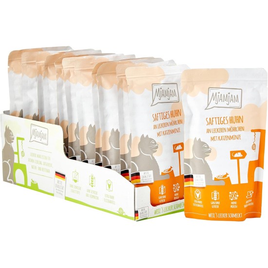 MjAMjAM Premium Wet Food for Cats, Good Turkey with Steamed Pumpkin, Pack of 6 (6 x 400 g), Grain-Free with Extra Meat MjAMjAM Premium Wet Food for Cats, Good Turkey with Steamed Pumpkin, Pack of 6 (6 x 400 g), Grain-Free with Extra Meat
